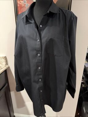 Womens Classic Black no iron black size 1X Button-Down Shirt lands End